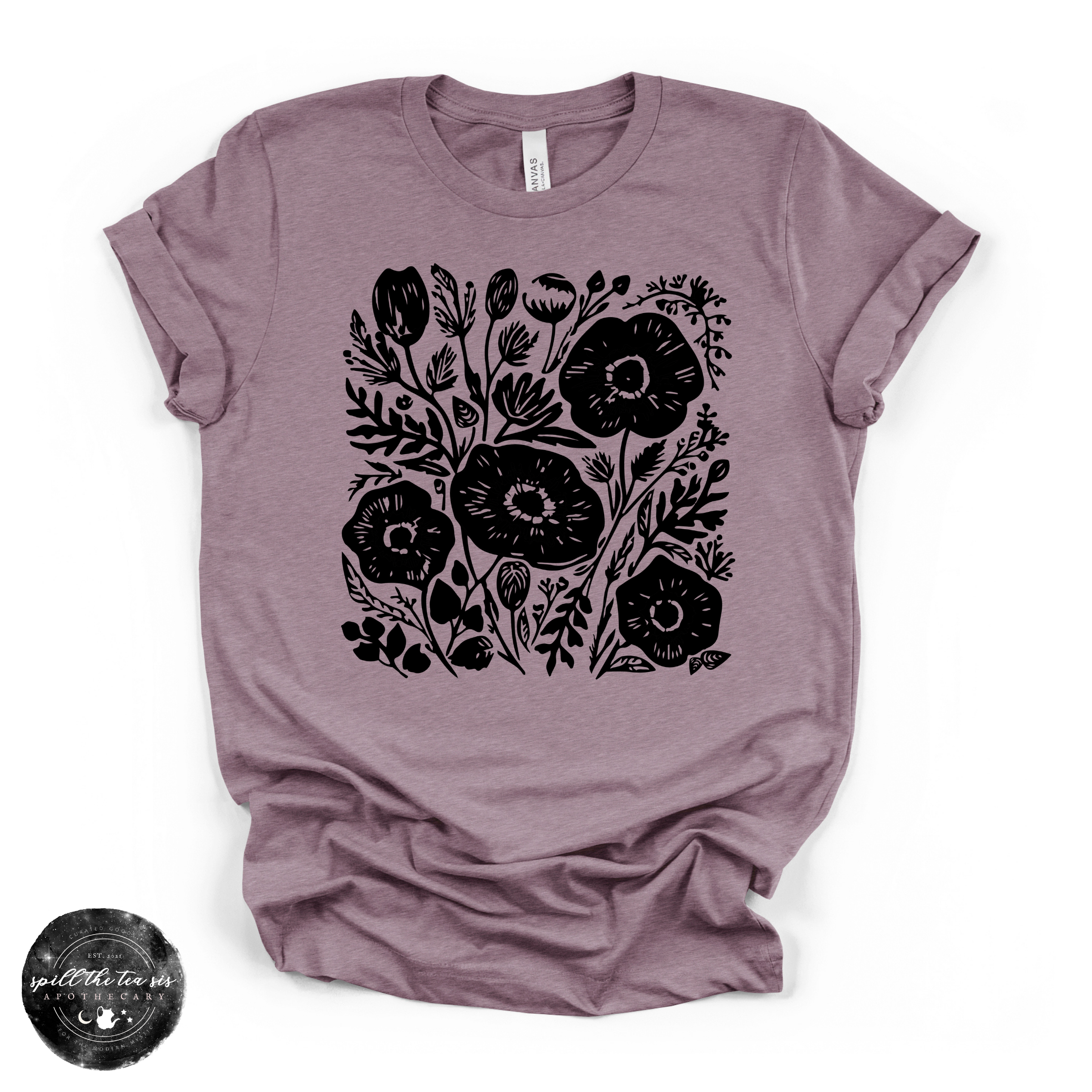 Black Flowers Tee | Dark Floral Graphic T-Shirt