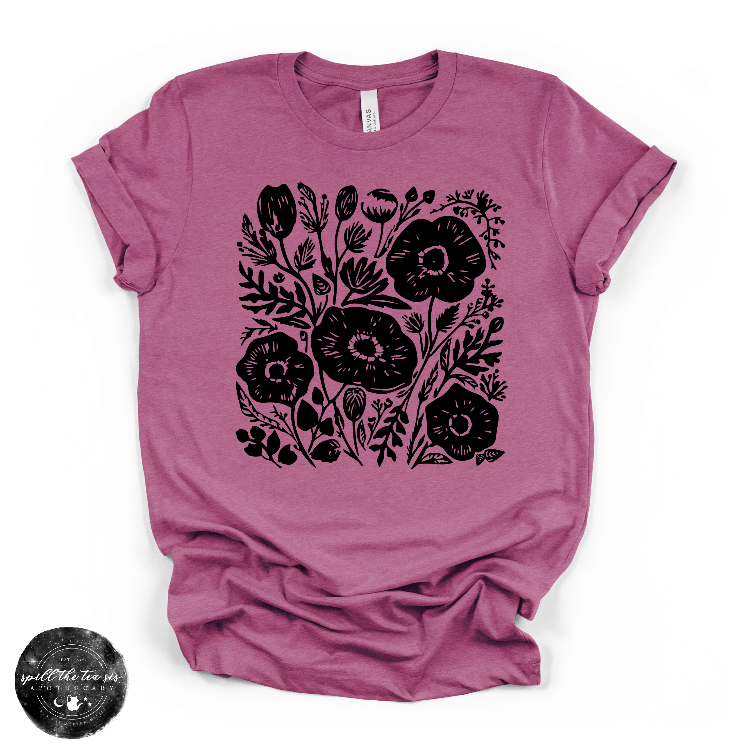Black Flowers Tee | Dark Floral Graphic T-Shirt